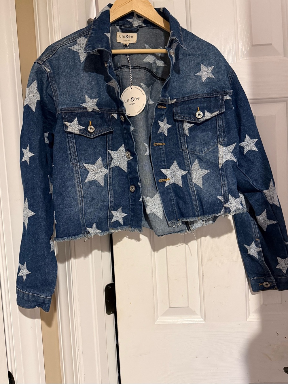 Umgee Blue Denim Star Crop Jacket